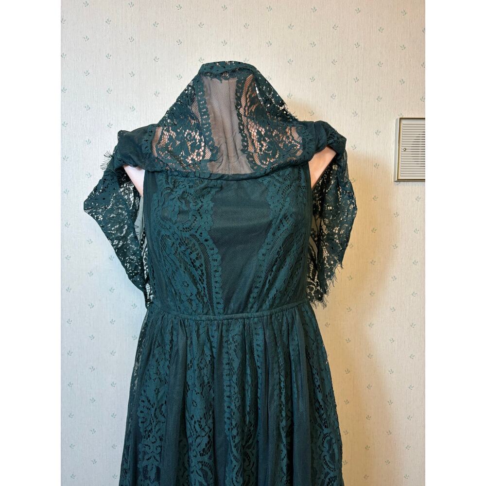 Baltic Born Caroline Lace Maxi Dress XL Emerald Off the Shoulder Cottagecore - Picture 9 of 12